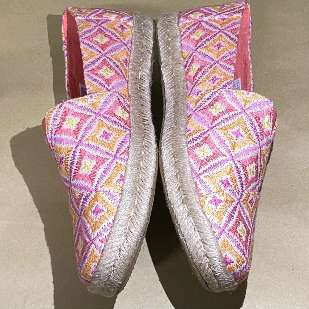 NEW Toms Geometric Pink Alpargata Rope 2.0 Espadrilles Sandals